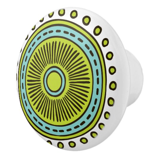 Whimsical Kleurrijke Hand Getrokken Ontwerp Cerami Keramische Knop (Rechts)