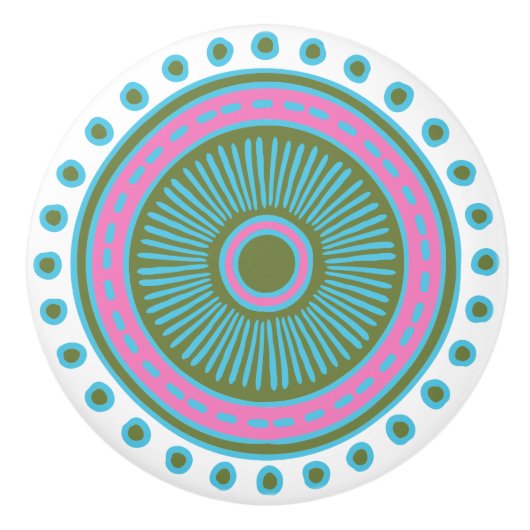 Whimsical Kleurrijke Hand Getrokken Ontwerp Cerami Keramische Knop (Voorkant)