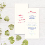 Whimsical Kleurrijke Handgeschreven Script Bruilof Menu<br><div class="desc">Dit prachtige huwelijksmenu heeft een grillig en speels handgeschreven script lettertype in prachtige tinten van fel blauw en heet roze. De perfecte aanvulling op elke leuke en levendige bruiloft viering, dit menu kan worden aangepast aan uw persoonlijke voorkeuren. U kunt de plaatsing van de tekst eenvoudig aanpassen om overlapping te...</div>