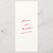 Whimsical Kleurrijke Handgeschreven Script Bruilof Menu (Achterkant)