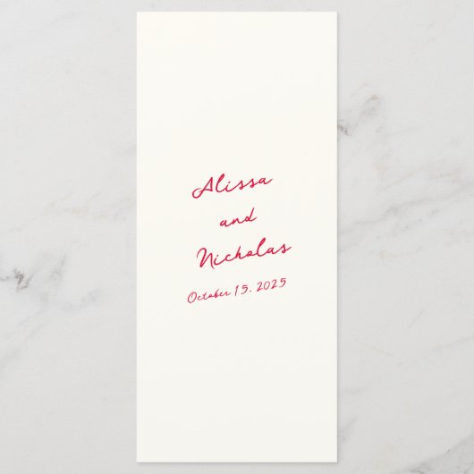 Whimsical Kleurrijke Handgeschreven Script Bruilof Menu (Achterkant)