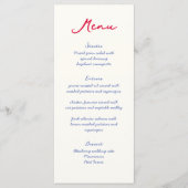 Whimsical Kleurrijke Handgeschreven Script Bruilof Menu (Voorkant)