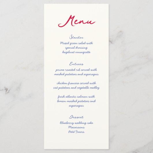 Whimsical Kleurrijke Handgeschreven Script Bruilof Menu (Voorkant)