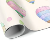 Whimsical kleurrijke heteluchtballonnen leuk patro cadeaupapier (Rol Hoek)