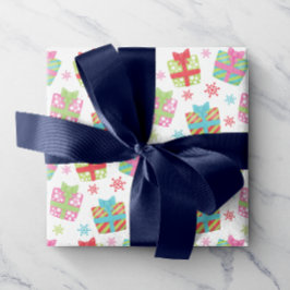 Whimsical kleurrijke kerstcadeaus cadeaupapier