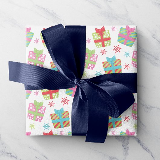Whimsical kleurrijke kerstcadeaus cadeaupapier