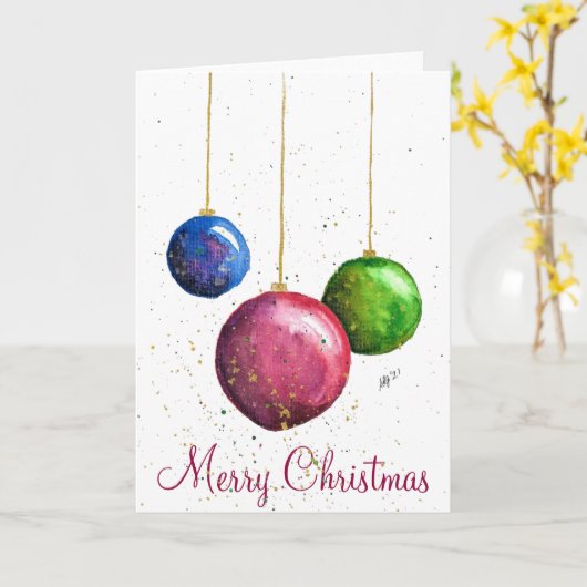 Whimsical, kleurrijke kerstcadeautjes kaart (Gele Bloem)