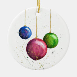Whimsical, kleurrijke kerstcadeautjes keramisch ornament