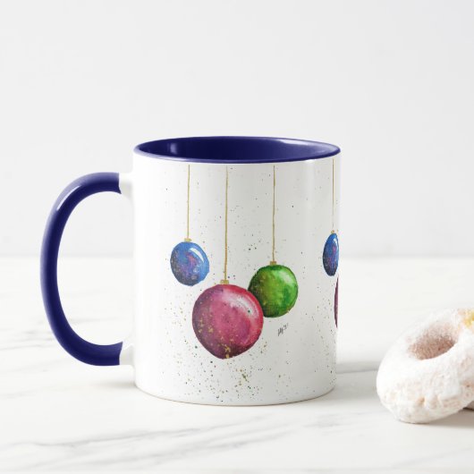 Whimsical, kleurrijke kerstcadeautjes mok (Met donut)
