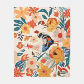 Whimsical kleurrijke kip bloemige achtergrond fleece deken (Voorkant)