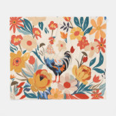 Whimsical kleurrijke kip bloemige achtergrond fleece deken (Voorkant (Horizontaal))