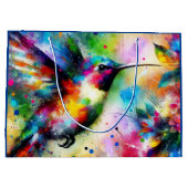 Whimsical Kleurrijke Kolibrie Vogel Blauw Groen Groot Cadeauzakje (Achterkant)