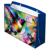 Whimsical Kleurrijke Kolibrie Vogel Blauw Groen Groot Cadeauzakje (Achterkant Gekanteld)