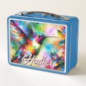 Whimsical Kleurrijke kolibrie vogel gepersonalisee (Achterkant)