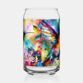 Whimsical Kleurrijke kolibrie vogel gepersonalisee Blikvorm Glas (Links)