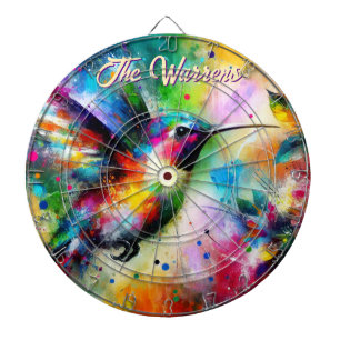 Whimsical Kleurrijke kolibrie vogel gepersonalisee Dartbord