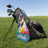 Whimsical Kleurrijke kolibrie vogel gepersonalisee Golfhanddoek (Groen)