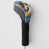 Whimsical Kleurrijke kolibrie vogel gepersonalisee Golfheadcover (Schuin)