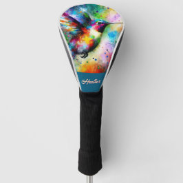 Whimsical Kleurrijke kolibrie vogel gepersonalisee Golfheadcover