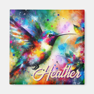 Whimsical Kleurrijke kolibrie vogel gepersonalisee Magneet