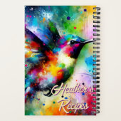 Whimsical Kleurrijke kolibrie vogel gepersonalisee Notitieboek (Achterkant)