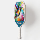 Whimsical Kleurrijke kolibrie vogel gepersonalisee Pickleball Paddle (Links)
