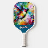 Whimsical Kleurrijke kolibrie vogel gepersonalisee Pickleball Paddle (Achterkant)