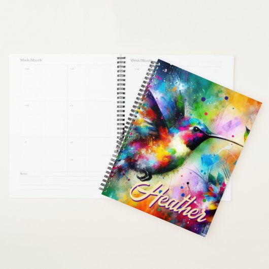 Whimsical Kleurrijke kolibrie vogel gepersonalisee Planner (Display)