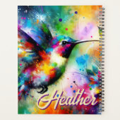 Whimsical Kleurrijke kolibrie vogel gepersonalisee Planner (Achterkant)
