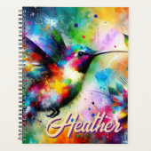 Whimsical Kleurrijke kolibrie vogel gepersonalisee Planner (Voorkant)