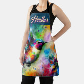 Whimsical Kleurrijke kolibrie vogel gepersonalisee Schort (Insitu)