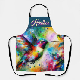 Whimsical Kleurrijke kolibrie vogel gepersonalisee Schort