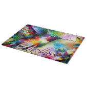 Whimsical Kleurrijke kolibrie vogel gepersonalisee Snijplank (Hoek)