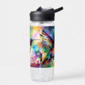 Whimsical Kleurrijke kolibrie vogel gepersonalisee Waterfles (Links)