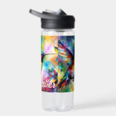 Whimsical Kleurrijke kolibrie vogel gepersonalisee Waterfles (Rechts)