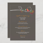 Whimsical Kleurrijke Kussen Zomer Vogels Bruiloft Menu (Voorkant / Achterkant)