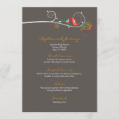 Whimsical Kleurrijke Kussen Zomer Vogels Bruiloft Menu (Voorkant)