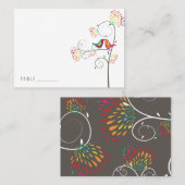 Whimsical Kleurrijke Kussen Zomer Vogels Bruiloft Plaatskaartje (Voorkant / Achterkant)