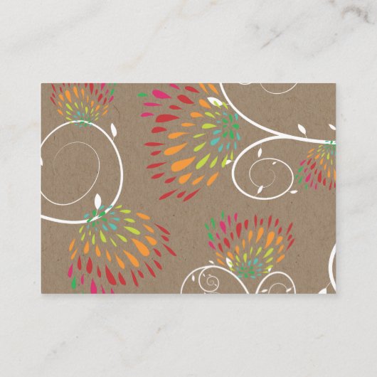 Whimsical Kleurrijke Kussen Zomer Vogels Bruiloft Plaatskaartje (Achterkant)