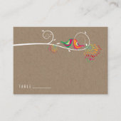 Whimsical Kleurrijke Kussen Zomer Vogels Bruiloft Plaatskaartje (Voorkant)