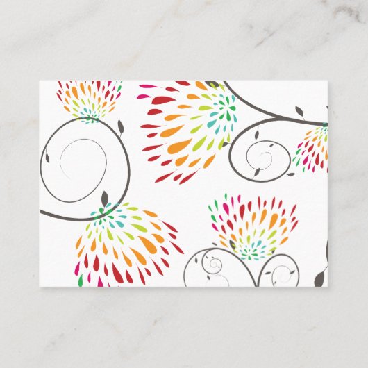 Whimsical Kleurrijke Kussen Zomer Vogels Bruiloft Plaatskaartje (Achterkant)