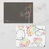 Whimsical Kleurrijke Kussen Zomer Vogels Bruiloft Plaatskaartje (Voorkant / Achterkant)