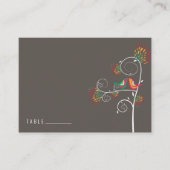 Whimsical Kleurrijke Kussen Zomer Vogels Bruiloft Plaatskaartje (Voorkant)