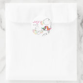 Whimsical Kleurrijke Kussen Zomer Vogels Bruiloft Ronde Sticker (Tas)