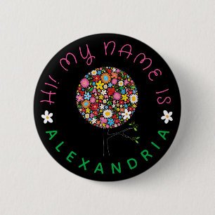 Whimsical Kleurrijke Lente Bloemen Meisjesachtige Ronde Button 5,7 Cm