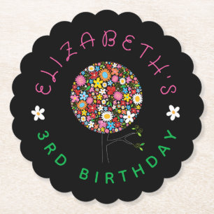 Whimsical Kleurrijke Lente Bloemen Pop Boom Party Kartonnen Onderzetters