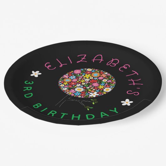 Whimsical Kleurrijke Lente Bloemen Pop Boom Party Papieren Bordje (Gekanteld)