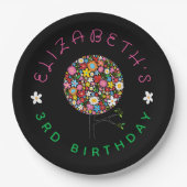 Whimsical Kleurrijke Lente Bloemen Pop Boom Party Papieren Bordje (Voorkant)