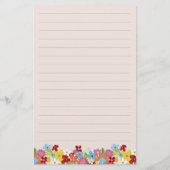 Whimsical Kleurrijke Lente Bloemen Tuin Dank u Briefpapier (Achterkant)