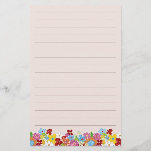 Whimsical Kleurrijke Lente Bloemen Tuin Dank u Briefpapier (Achterkant)